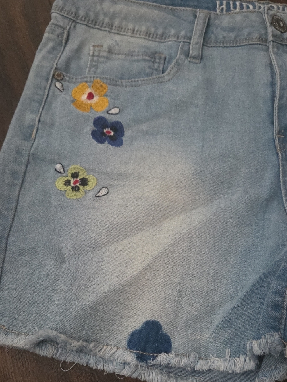 Hydraulic Light Blue Embroidered Denim Shorts Size 12 - Picture 2 of 6